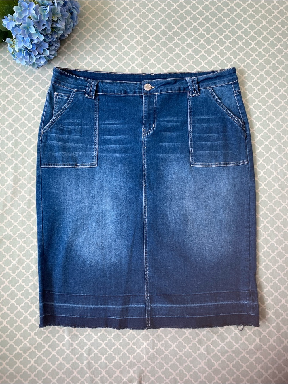 Be Girl Raw Hem Denim Pencil Skirt 3X